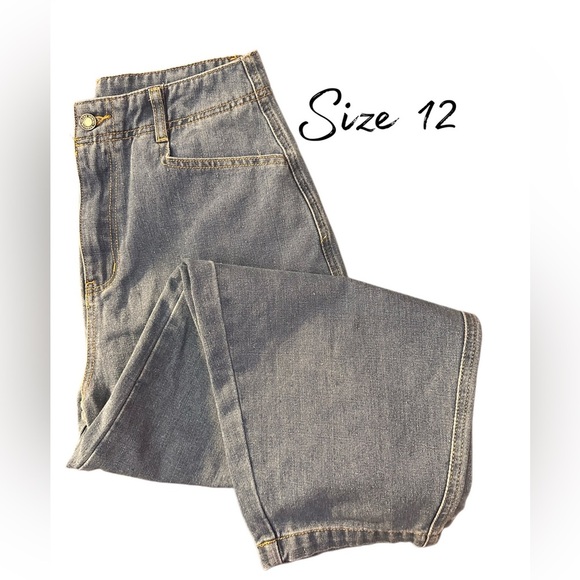 NWT Women’s Baggy Straight Wide Leg Boho Street Wear Jeans Blue Size 12 - Picture 10 of 11